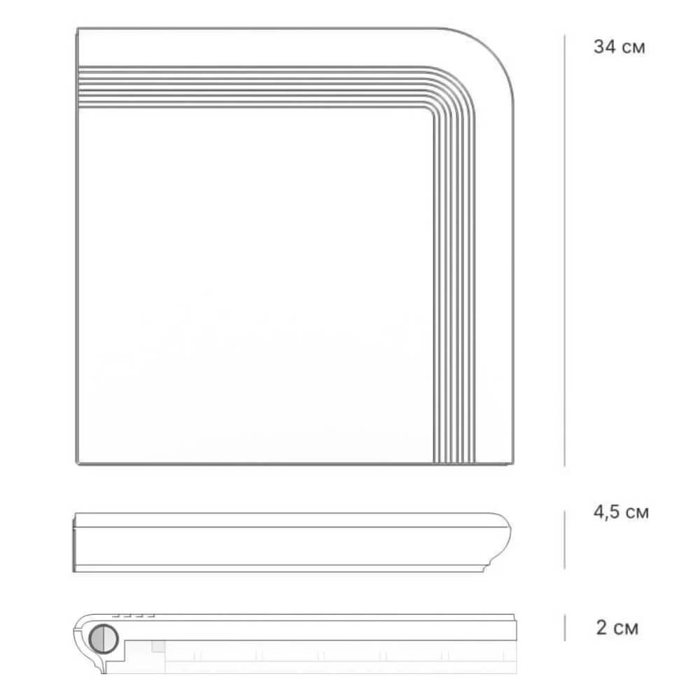 Ступень угловая Verona 340х340х20мм Коричневый