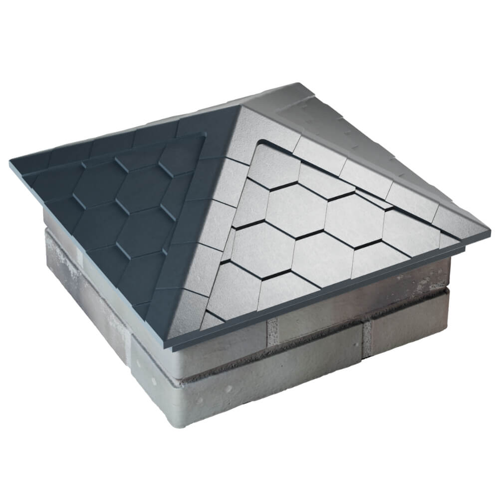 Колпак Zking Эверест Серый на столб 1.5х1.5 кирпича (390х390мм)