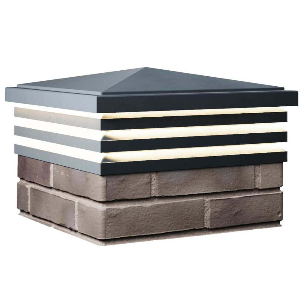 Колпак Zking Бона ХайТек Серый на столб 1.5х1.5 кирпича (385х385мм) с подсветкой