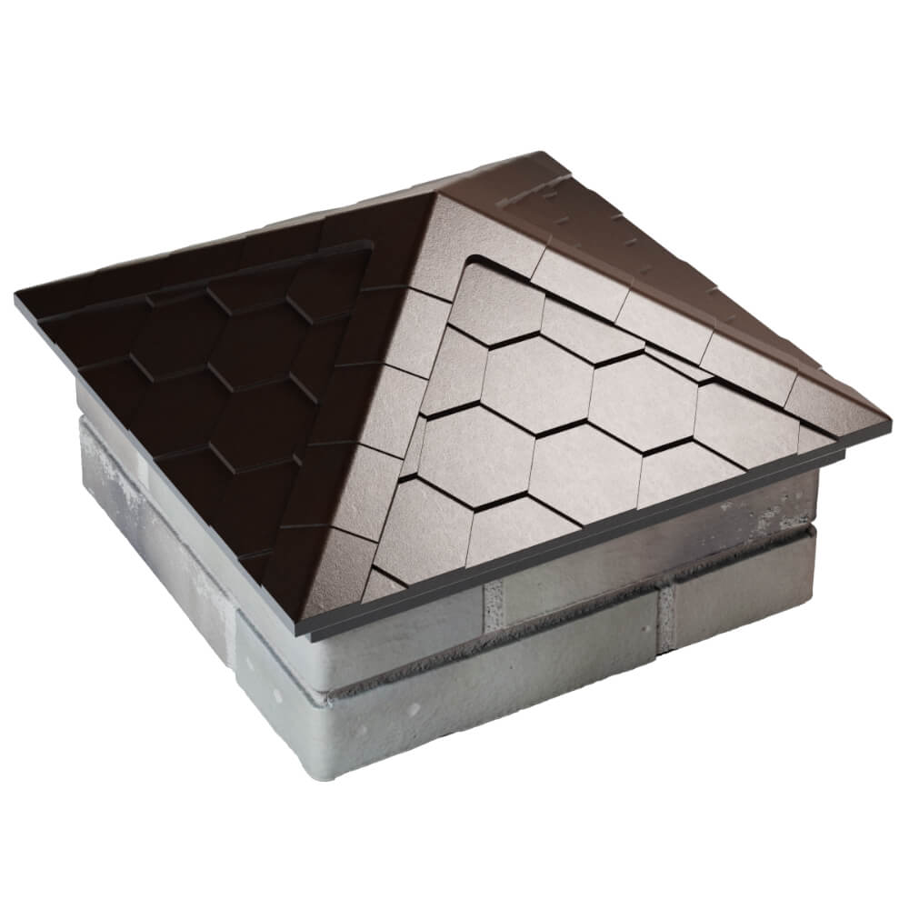 Колпак Zking Эверест Коричневый на столб 1.5х1.5 кирпича (390х390мм)